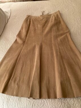 Women's Tan Suede A-Line Skirt